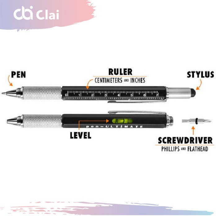 

CLAI 7 In 1 PulPen Pen Ultimate EDC Penggaris Stylus Obeng Pulpen Kantor Sekolah Kuliah Mekanik Teknik
