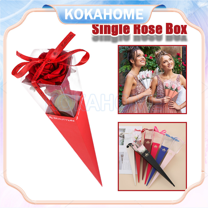 

Box Bunga Satuan/Single rose box wrapping mawar/Hiasan Hadiah Bunga Kristal Mawar Indah