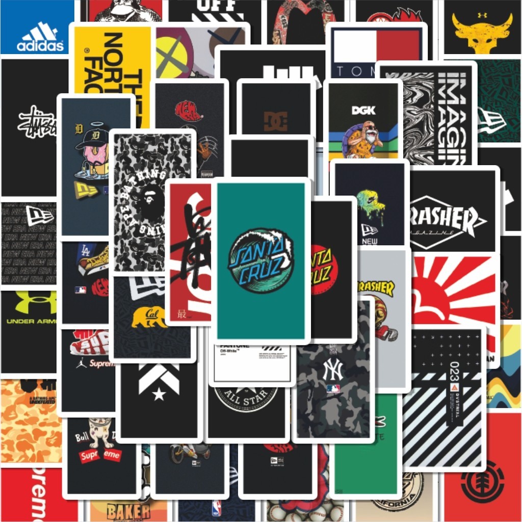 

Terbaru! 50 pcs Stiker Random Mix Logo Brand versi 2 Dekorasi Lucu Kreatif untuk Notebook, Skateboard, HP