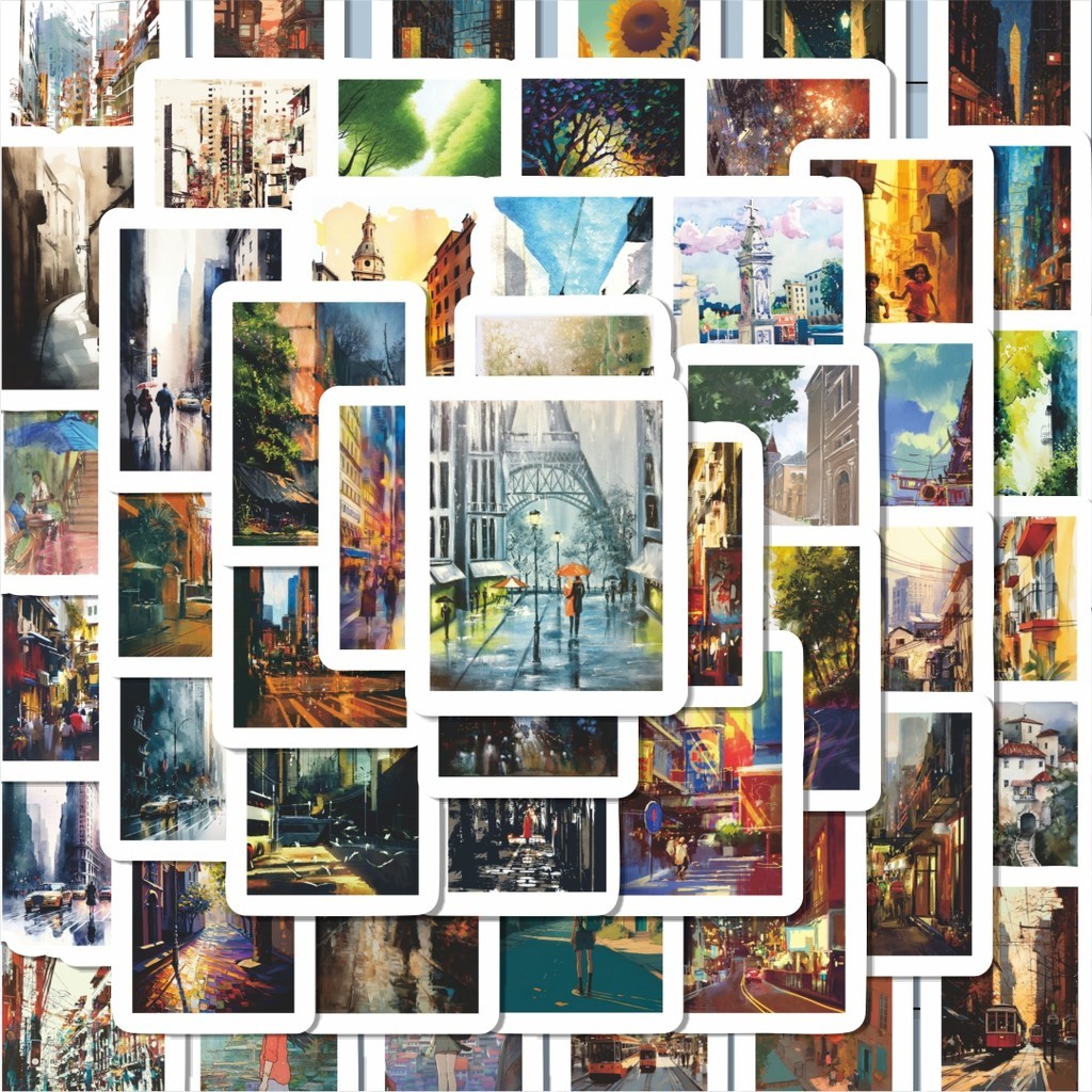 

100PCS Lucu Sticker Seni Street View Stiker Aesthetic Stiker Anti Air Stikers Berperekat Waterproof sticker decal buat Motor Helm Buku Journal Koper Casing HP Laptop Botol Minum Hadiah anak