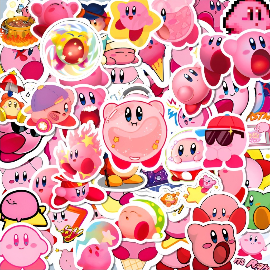 

100PCS Lucu Stiker Kartun Kirby Stiker Aesthetic Stiker Anti Air Stikers Berperekat Waterproof sticker decal buat Motor Helm Buku Journal Koper Casing HP Laptop Botol Minum Hadiah anak