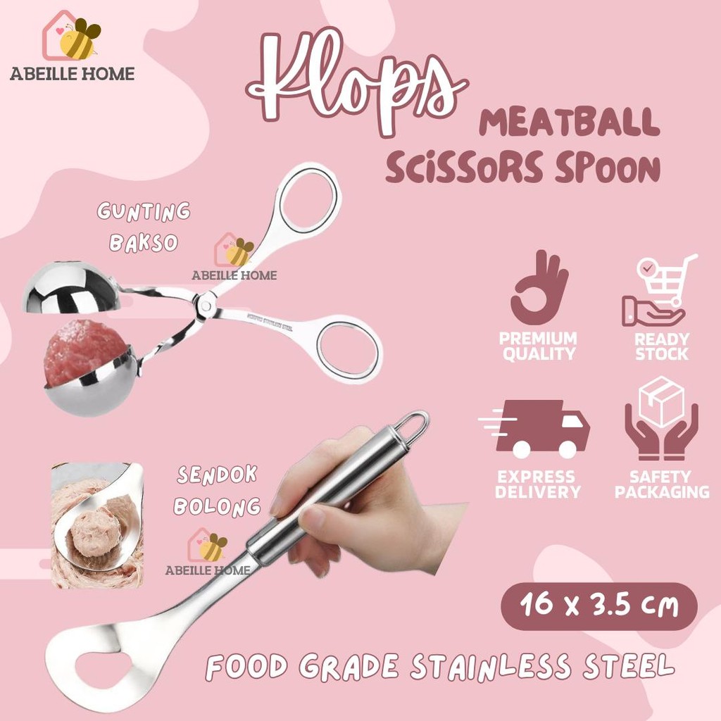 Sendok Gunting Bulat Pencetak Bakso Pentol Meatball Spoon Scoop