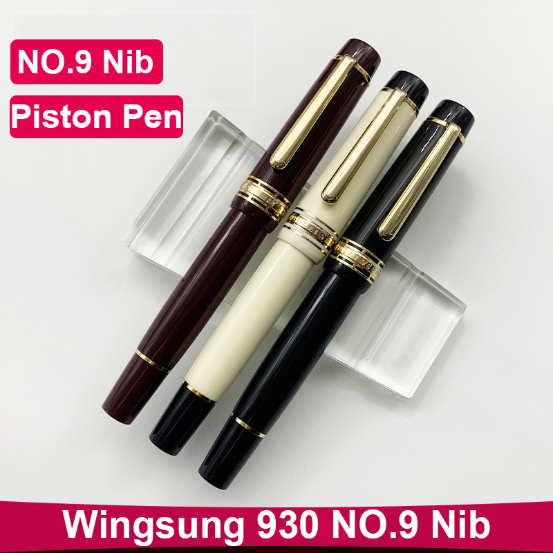 

WingSung/JUNLAI Large 930 Resin Piston Fountain Pen N0.9 Iraurita F/M/B Nib Gold/Silver Clip Business Student Writing Gift Pen