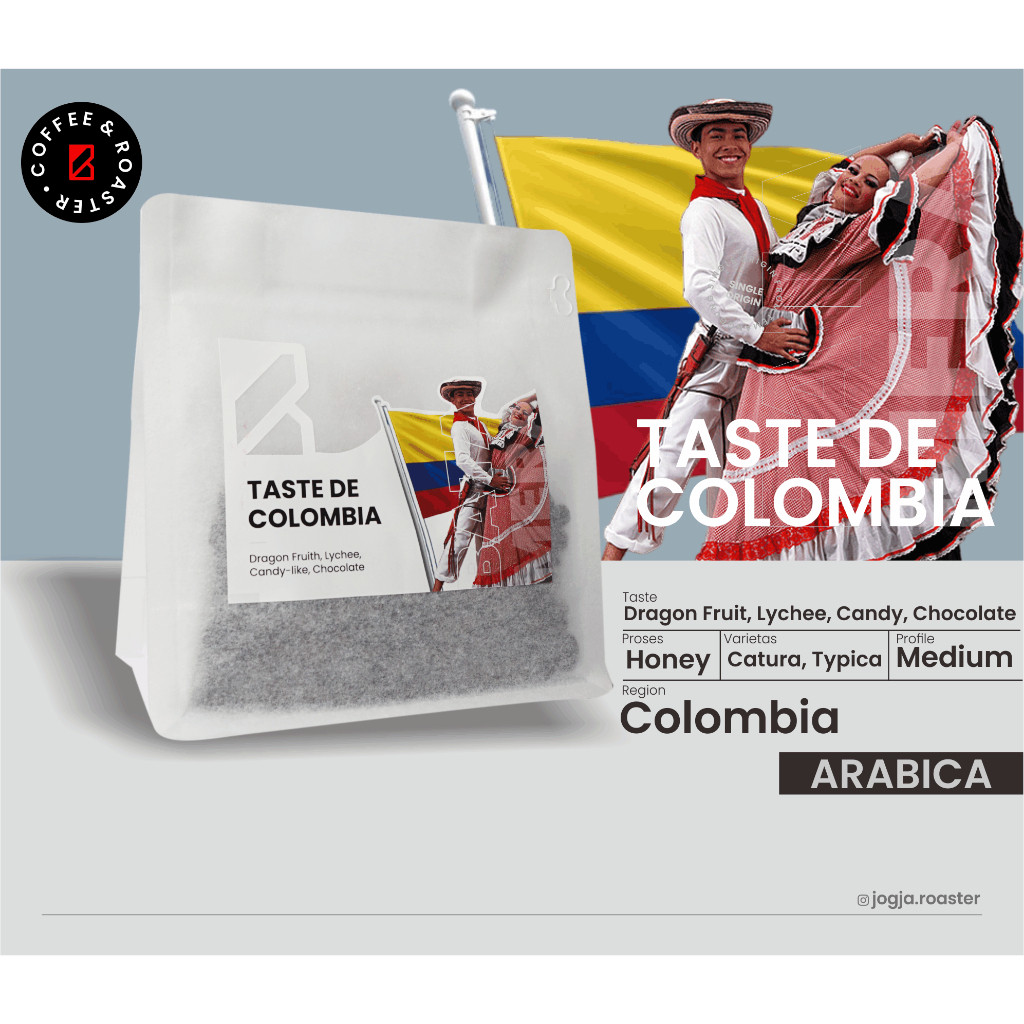 

Jogja Roaster – Taste de Colombia | Kopi Arabika Caturra – Fruity, Sweet, Juicy | Specialty | 200 Gram | Whole Bean | Giling