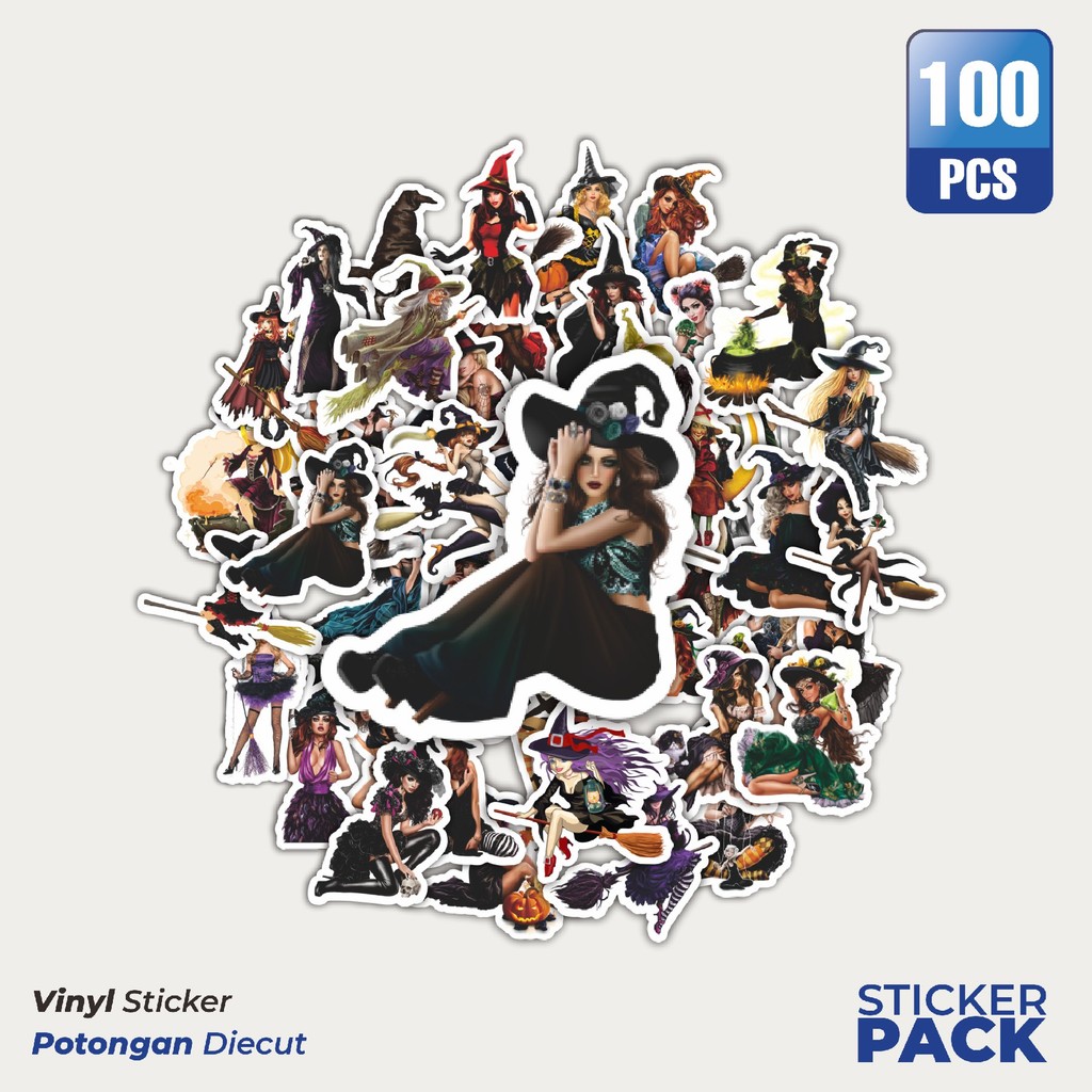 

Stiker Vinyl Stiker Gothic Art Witch Waterproof Aesthetic- Untuk Laptop, Motor, dan Helm - Paper Stationery Pack