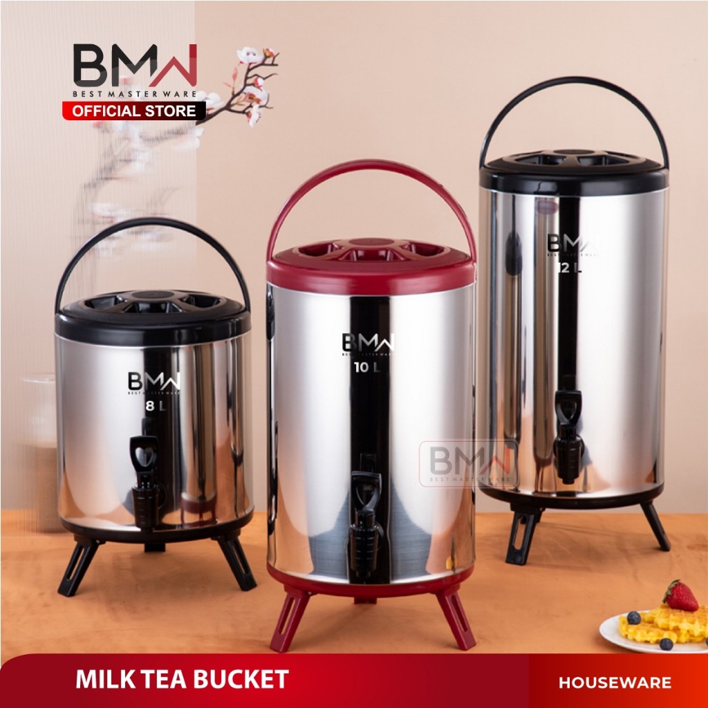 MTJ Water Jug Milk Tea Stainless Steel BMW Kitchenware Dispenser Air Panas / Dingin Termos dengan Kr