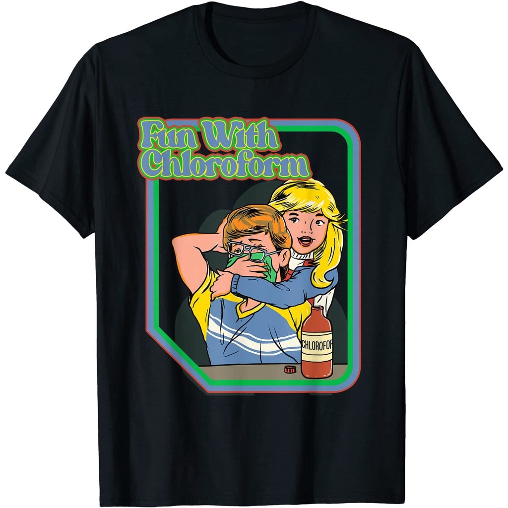 COD Baju Kaos Fun With Chloroform Funny Dark Humor Shirt Funny Adult Humor T-Shirt Lembut Tebal Prem