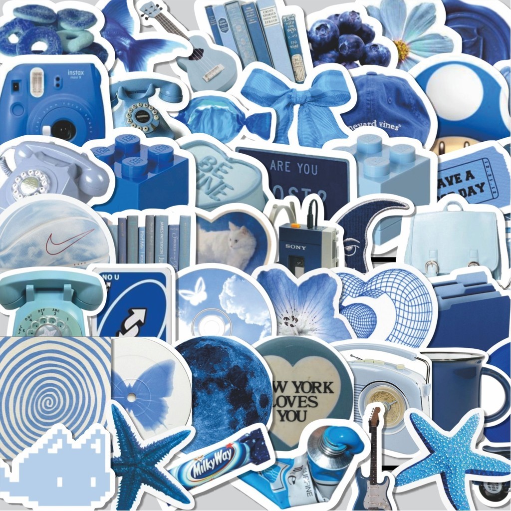 

Stiker Cutting Pack Stiker INS Style Blue Isi 100Pcs Series Aesthetic Lucu Keren Untuk Koper Bahan Vynil