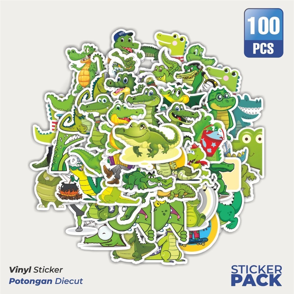 

Stiker Vinyl Stiker Hewan Crocodile/Buaya Waterproof Aesthetic- Untuk Laptop, Motor, dan Helm - Paper Stationery Pack