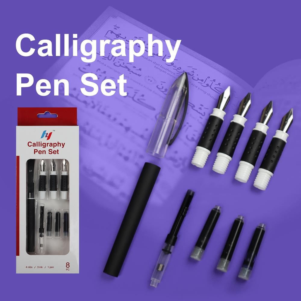 

New 4 Nib Calligraphy Fountain Pen Extend Holder with 3Pcs Ink for Writing Pens Cartridge Gift Box Office Stationery Supplies