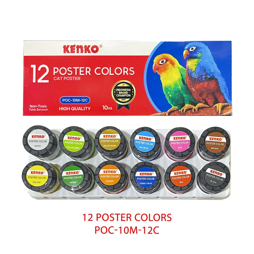

Kenko Water Color 12 Warna | Cat Poster 6 x 12ml | Cat Air & Cat Poster