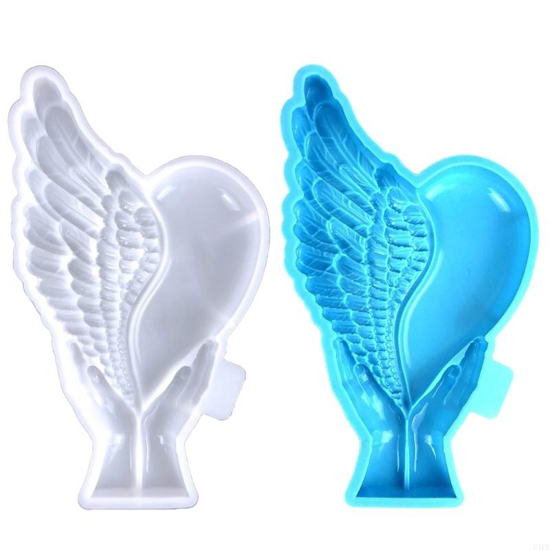 

C1FE Holding Wing Heart Silicone Mold DIY Epoxy Resin Mold Table Ornament Mould Decoration Plaster Making Tool Easy Clean