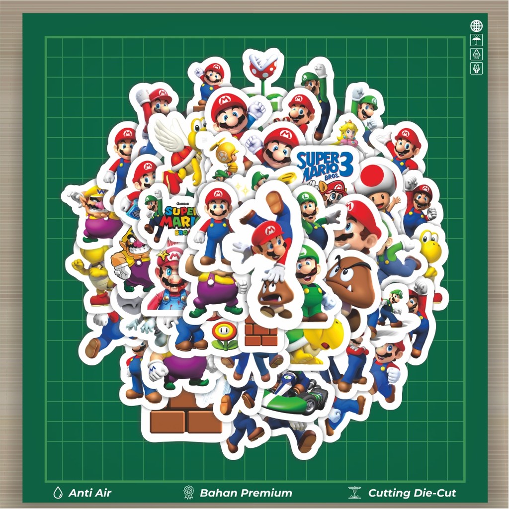

HOT 50 PCS STIKER Sticker Kartun Super Mario Sticker Stiker Fashion Cars Decal Dingin Kartu Album Custom Vinyl Anti Air- Sticker Aesthetic Buku Journal Koper Casing HP Tablet Laptop Helm Motor Botol Minum