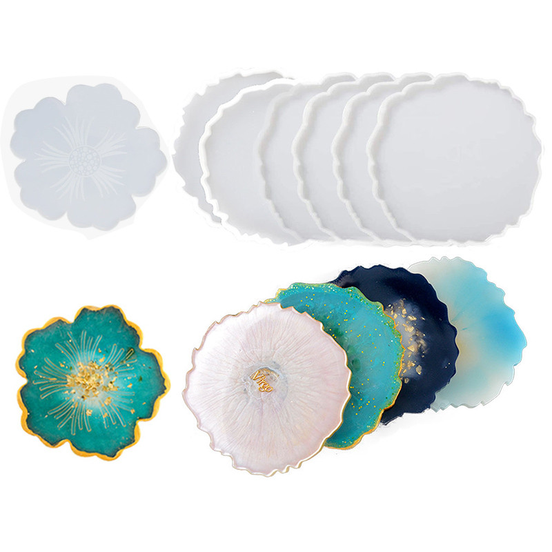 

Irregular Coaster Silicone Resin Molds Coaster Epoxy Resin Casting Molds for DIY Making Wine Glass Coaster Tray Home Decor Tools