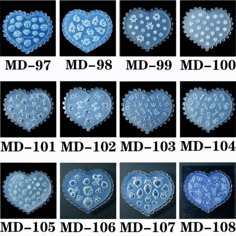 

Nail Art Silicone Mold English Letter Butterfly Flower Fruit Design Stereo Crystal Carving Mold DIY Manicure Tools