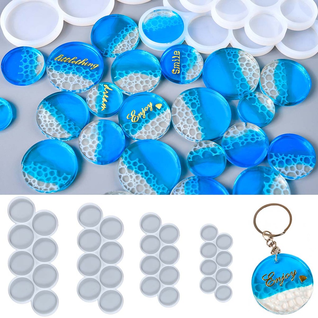 

8 Holes Round Oval Pendant Silicone Resin Mold DIY Crystal Epoxy Jewelry Crafts Making Earrings Key Charms Molds Home Decor Tool
