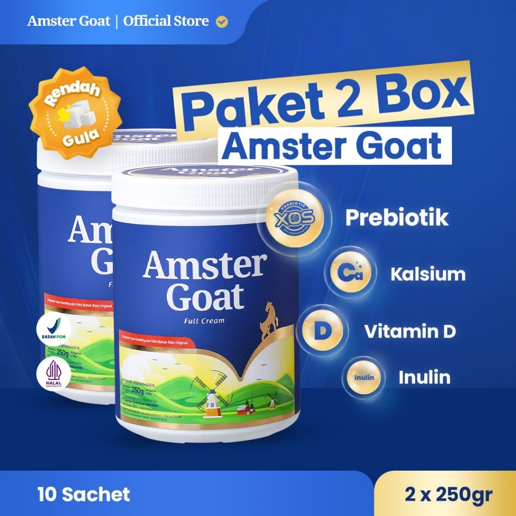 

New PAKET 2BOX AMSTER GOAT - Susu Kambing Amstergoat Di Formulasikan Untuk Kesehatan Pencernaan 250grPremium