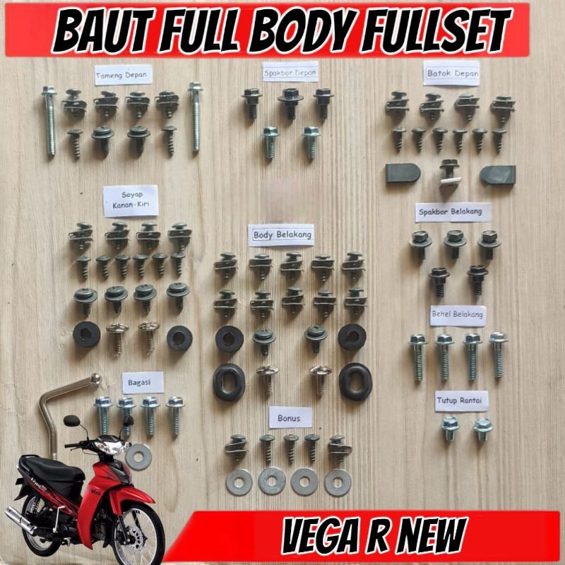 Baut Full Set Cover Body Yamaha New Vega R / Baut Full Body Vega R new Lengkap