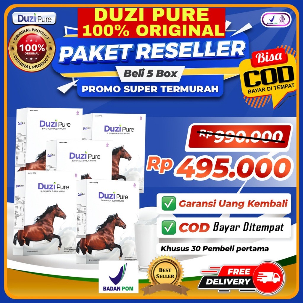 

Duzi Pure Susu Kuda Liar Asli Lombok Bubuk 200 Gram 5 Box