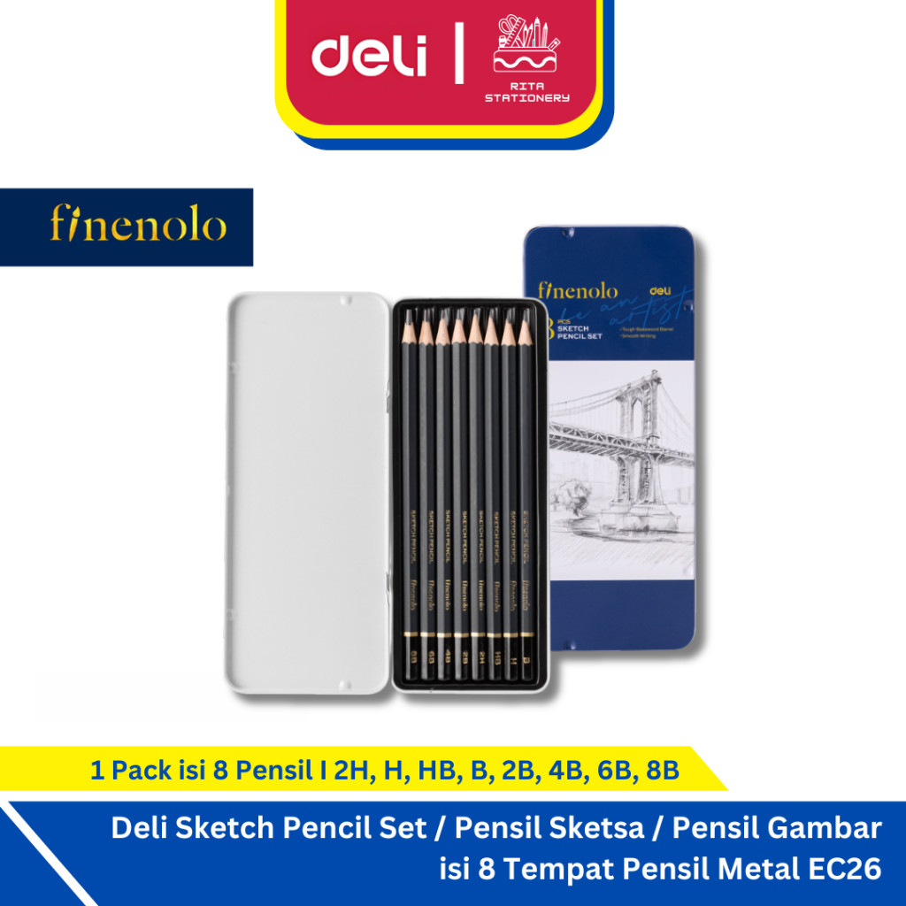 

Deli Sketch Pencil Set / Pensil Sketsa / Pensil Gambar Isi 8 Tempat Pensil Metal EC26 I 2H H HB B 2B 4B 6B 8BCO