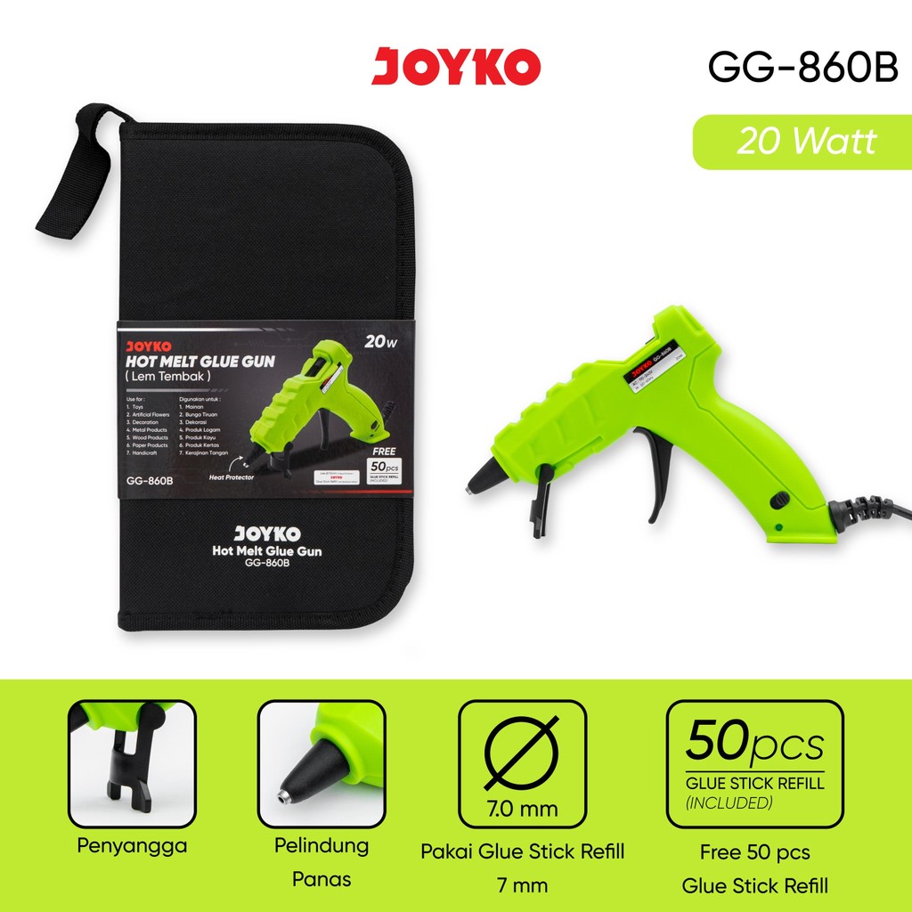 

JOYKO Glue Gun Lem Tembak GG-860B 20W with Bag and Glue Stick Refill