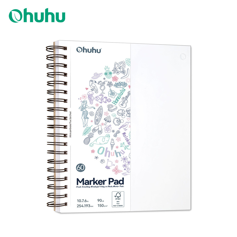 

Ohuhu Double Sided Marker Pads Art Sketchbook Bleedproof Spiral Bound Sketching Book for Alcohol Markers Drawing Notebook School