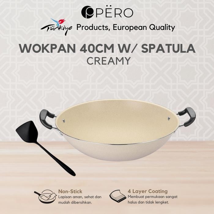 [Exclusive Celyhome PO 5 Juli] Pero Wok Pan 40cm Granite Non Stick / Wajan Rendang Penggorengan Ukur