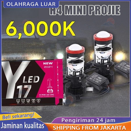 NEW2PCS Lampu LED Mobil Y17D H4 Mini Projector Super Bright Cut Off High Low Jauh Dekat Hi Lo Mini