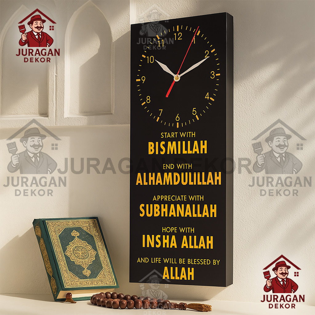 Jam Dinding Quotes Motivasi Islami Dekorasi Hiasan Dinding Islami