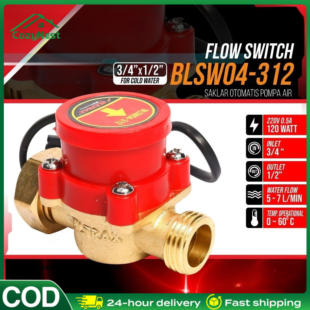 Flow Switch 3/4 Inch - Otomatis Pompa Air Dorong Booster Pump/ 1/2" Otomatis Wasser Boster Pump Otom