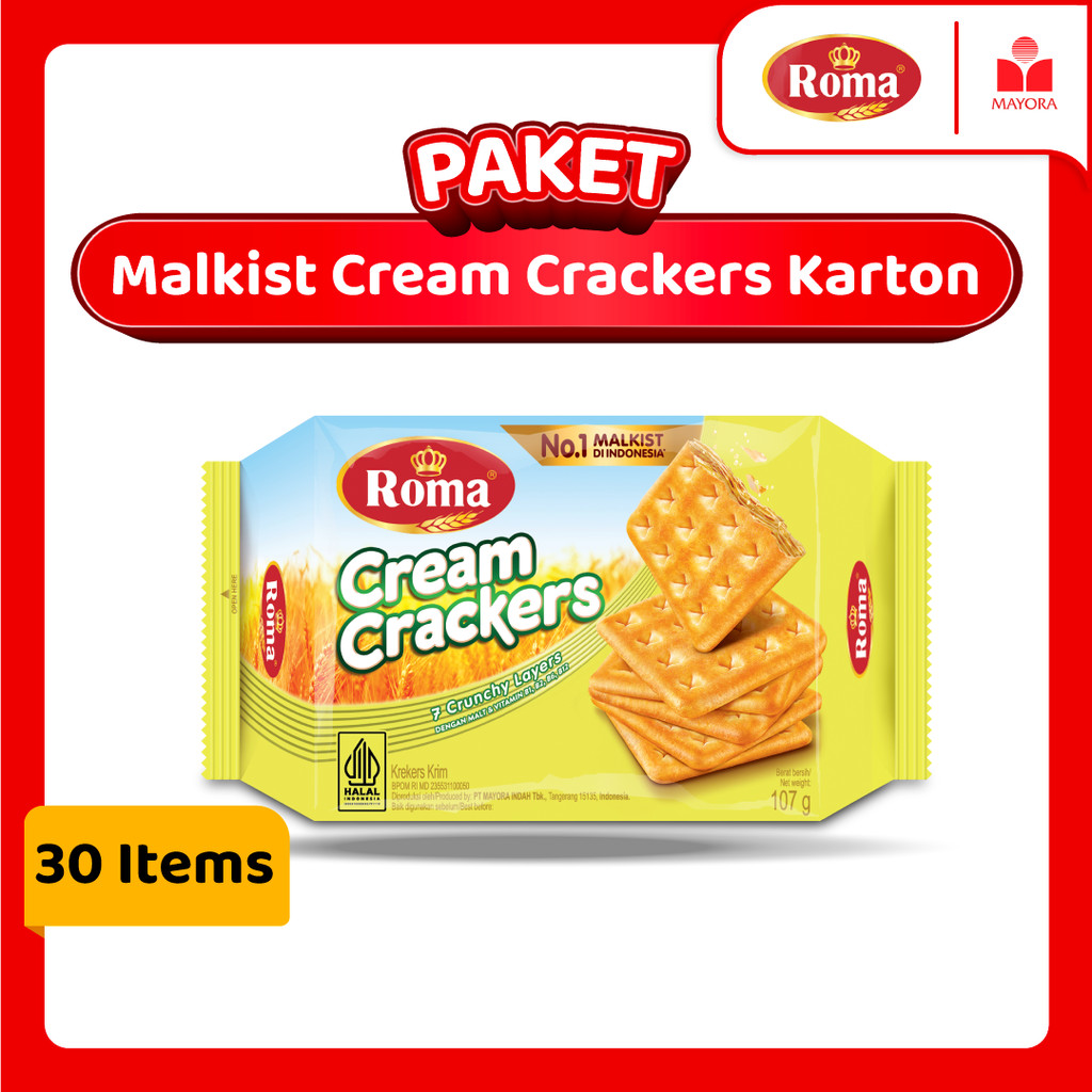 

Paket Roma Malkist Cream Cracker 107 Gram Karton