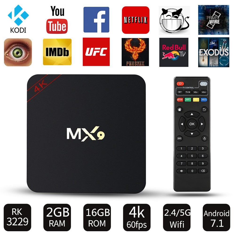SERBA COD ANDROID TV BOX MX9 4K 5G UHD 4K SMART TV BOX ANDROID 10.1 2GB+16GB EU