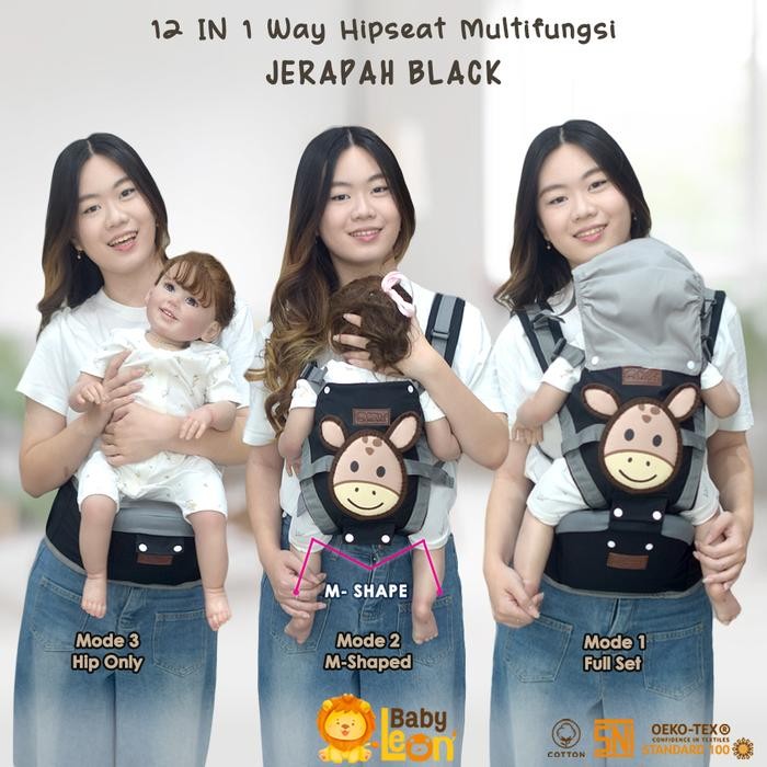 [TERLARIS] 5in1 Way Gendongan Hipseat Bayi BABY LEON Gendongan Depan Anak Multifungsi Gendongan Anti