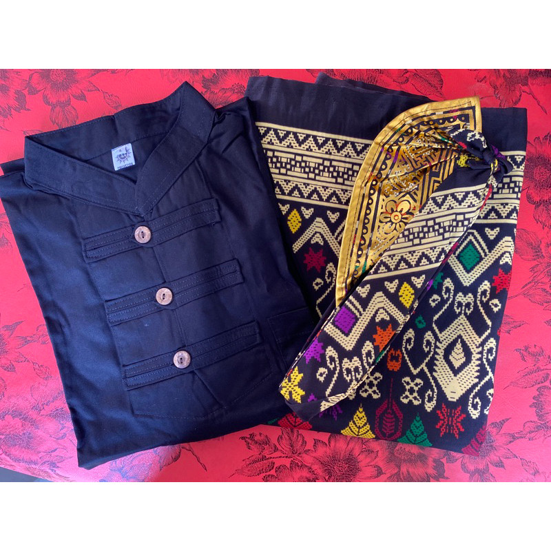 Sale Setelan Sarung Atau Kamen Lembaran Batik Dewasa + Udeng Jadi + Kemeja Koko Adem Terlaris