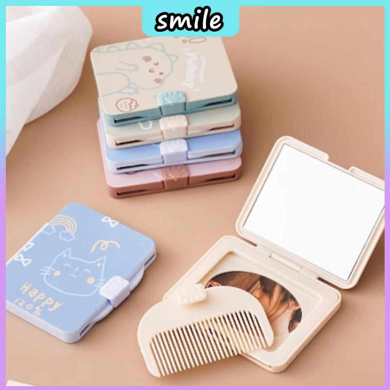 【Ready】 Mini Cermin Lipat Makeup/Cermin Lipat Kecil Lucu Kartun /Cermin Makeup/Cermin Kaca Lipat  Ri