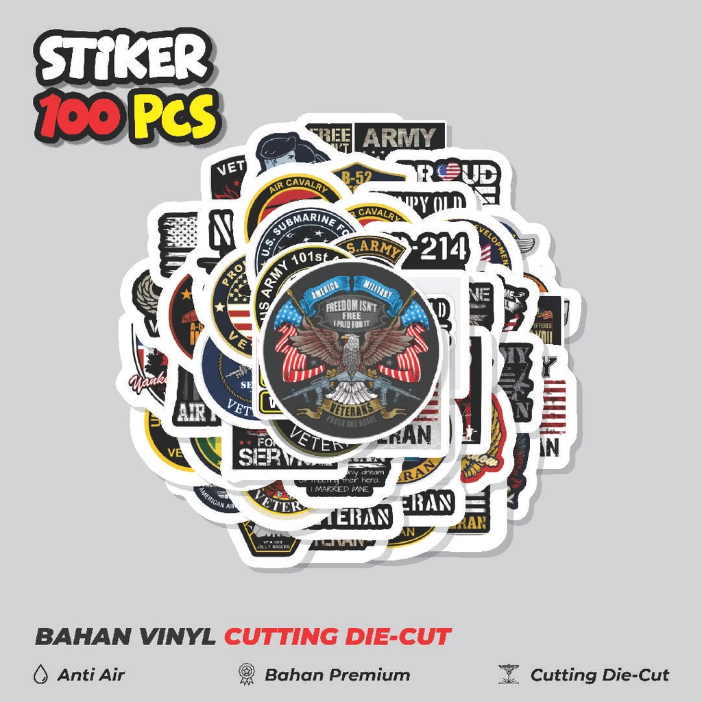 

Terbaru! 50 pcs Stiker US Veteran Dekorasi Lucu Kreatif untuk Notebook, Skateboard, HP