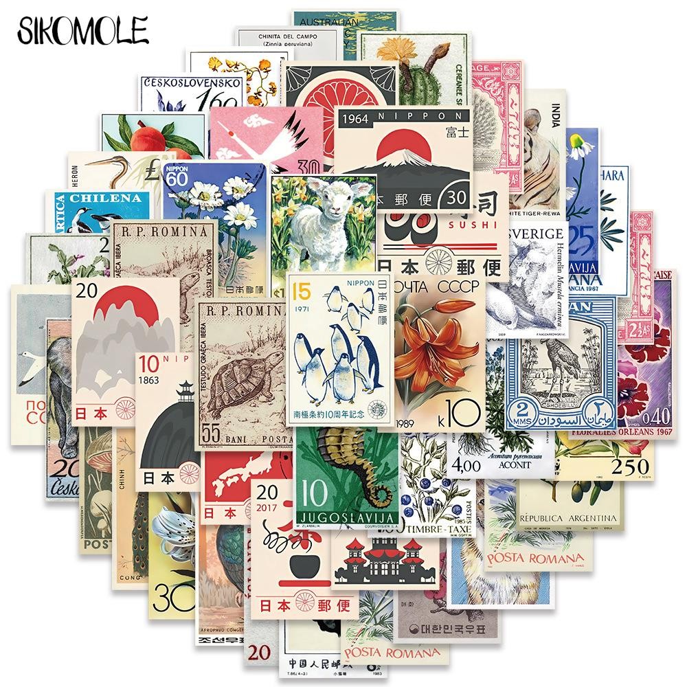 

10/30/50PCS Cartoon Retro Art Stamps Stickers Japanese Style DIY Travel Luggage Guitar Fridge Laptop Graffiti Sticker Kid Decals