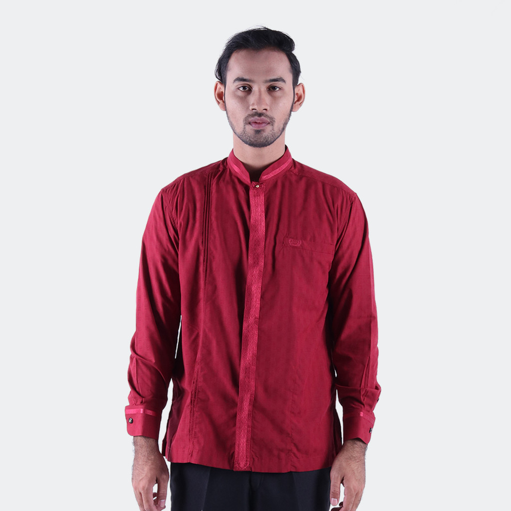 Baju Koko BHS Classic Motif Single Merah