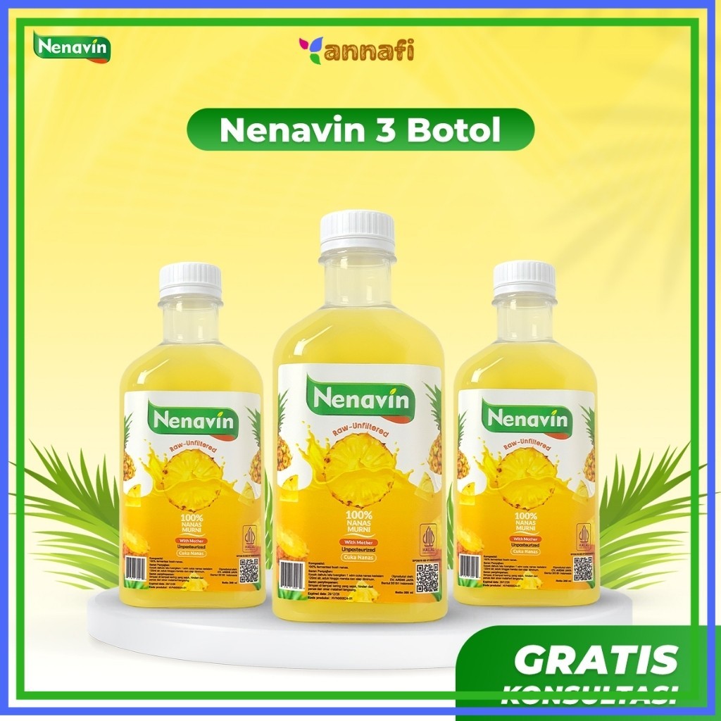 

Nenavin Minuman Kesehatan Cuka Nanas Organik - Original 100% Asli - Paket 3 Botol - 300 ml