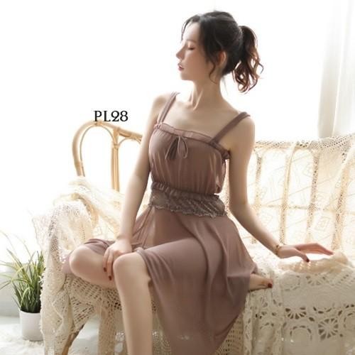 Dress Semi Transparan Baju Tidur Wanita Seksi Lace Nude Premium Lingerie PL28