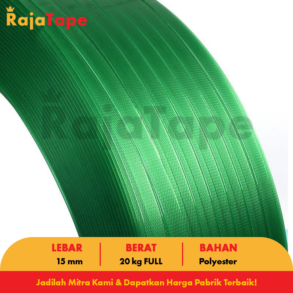 

Tali Strapping Band Polyester PET Hijau 15.5mm x 20 kg / Tali PET Hijau - RAJA TAPE