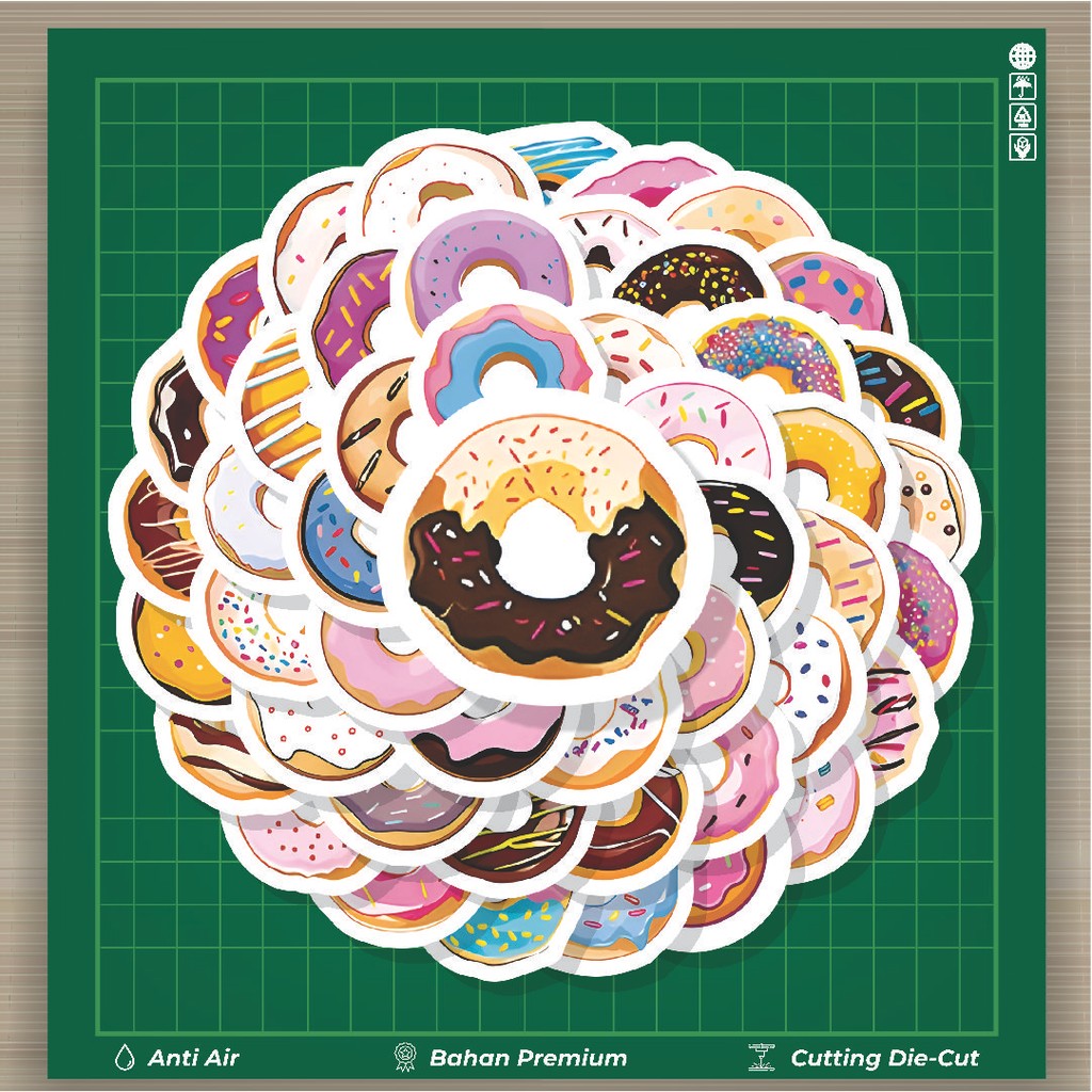 

HOT 50 PCS STIKER Stiker Delicious Doughnut [Donat Lezat] Stiker Fashion Cars Decal Dingin Kartu Album Custom Vinyl Anti Air- Sticker Aesthetic Buku Journal Koper Casing HP Tablet Laptop Helm Motor Botol Minum