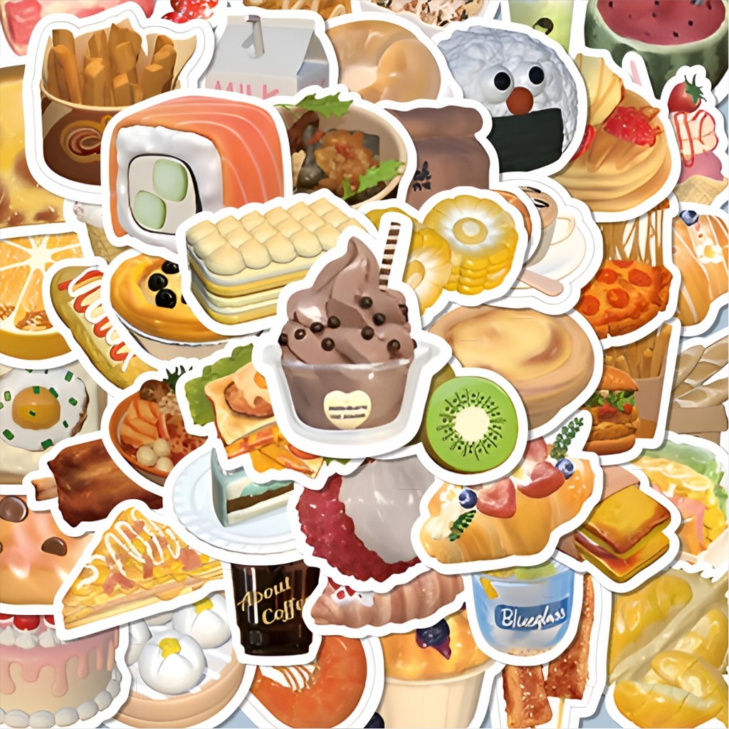 

100PCS Lucu Stiker INS Chesee Cake Butter Toast Stiker Aesthetic Stiker Anti Air Stikers Berperekat Waterproof sticker decal buat Motor Helm Buku Journal Koper Casing HP Laptop Botol Minum Hadiah anak