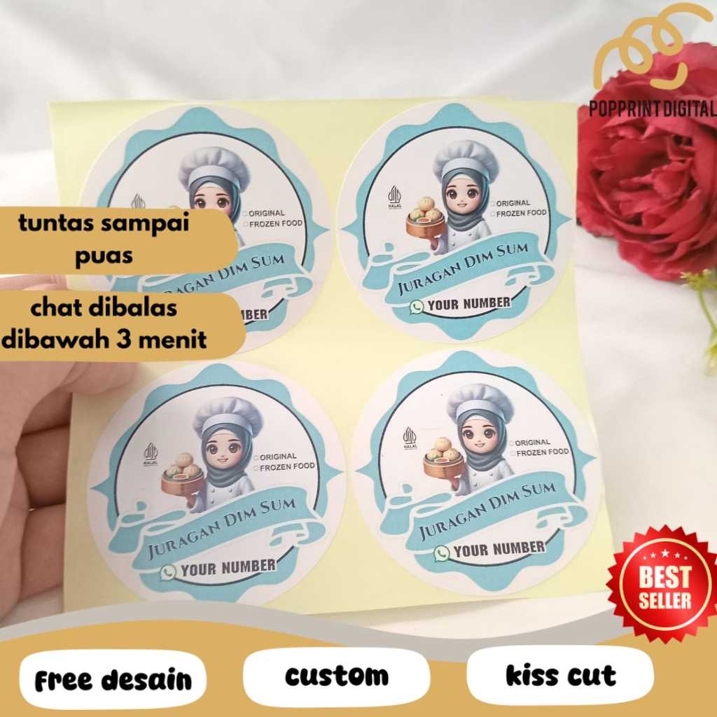 

PpD 5-8 Stiker Label Dimsum Bentuk Bulat Sticker Chromo Dim Sum Free Desain Custom Uk.Sedang