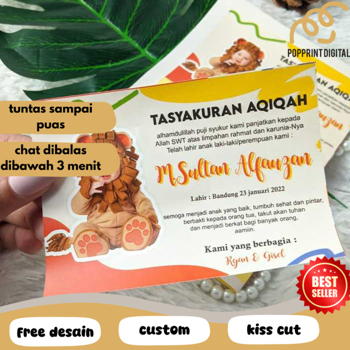 

PpD Stiker Label Tasyakuran Aqiqah Custom Sticker Persegi Nama Bayi Ucapan Kelahiran Akikah