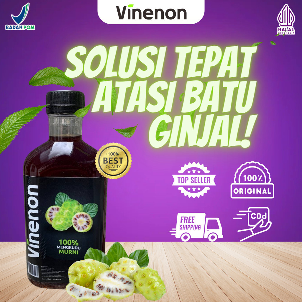 

Vinenon Cuka Mengkudu Alami Mengatasi Batu Ginjal & Asam Urat Melancarkan Purin Tubuh BPOM Halal