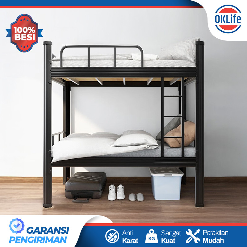 Dipan Tempat Tidur Ranjang Tingkat 2 Susun  Bunk Bed Ranjang Tingkat Besi 120x200 Full Besi