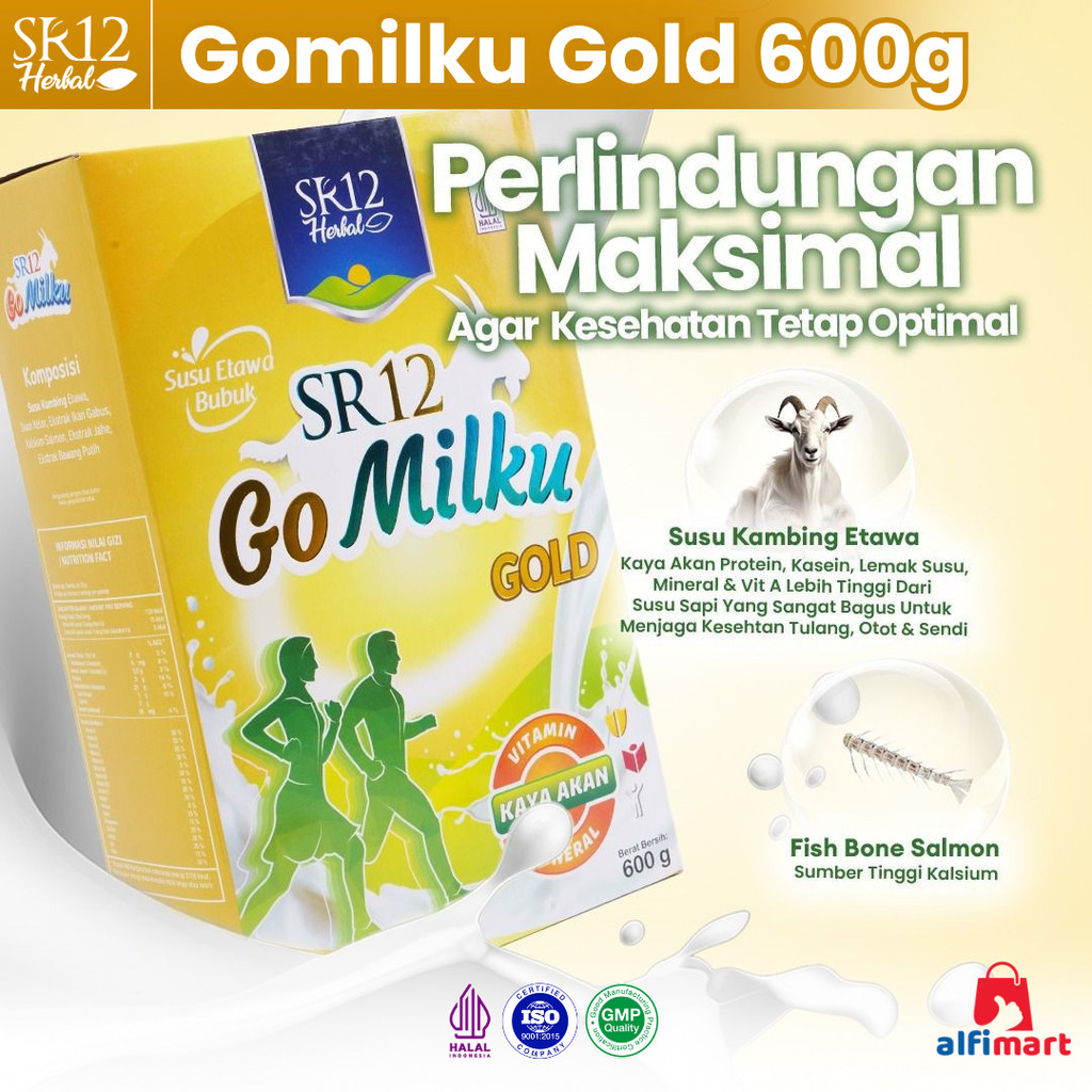 

SR12 Gomilku Gold 600g 600 gram Susu Kambing Etawa PREMIUM untuk Lansia / Susu Bubuk Go Milku Gold 600 g