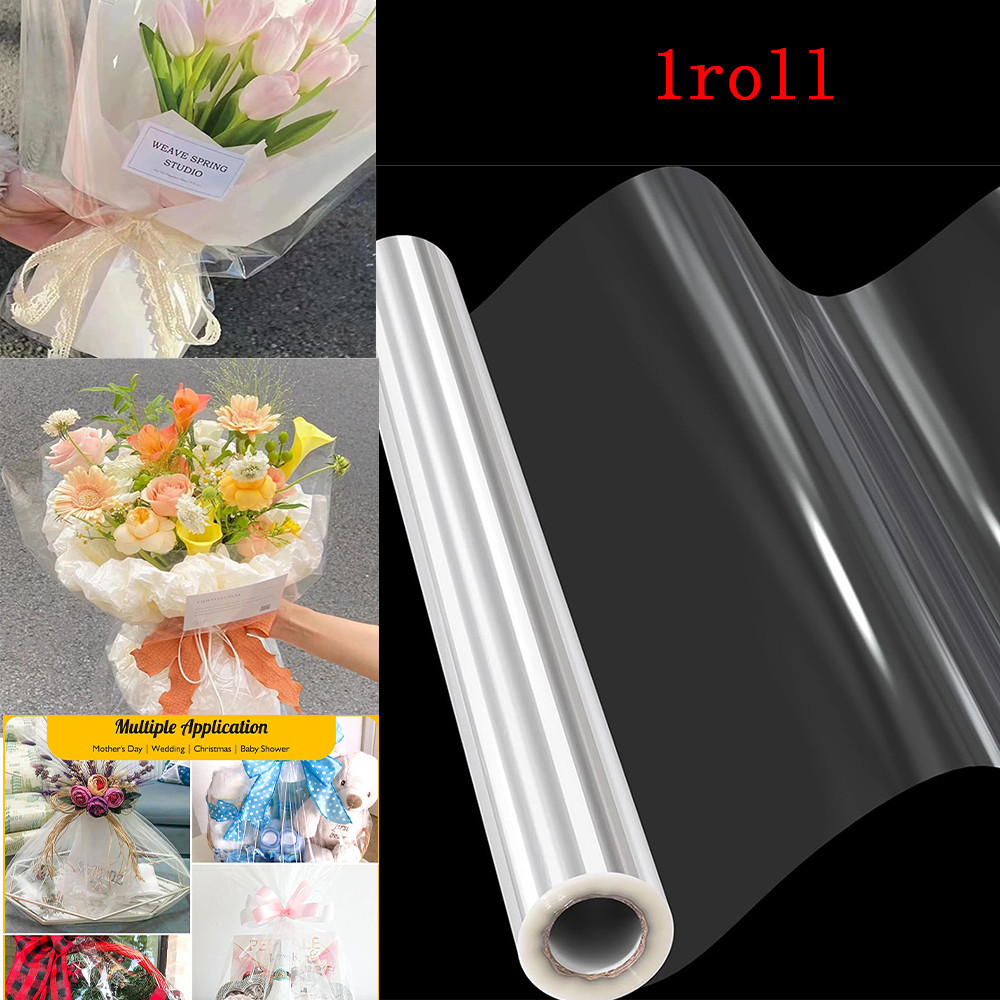 

35*1500CM Flower Wrapping Paper Transparent Film Packaging Roll Flower Packaging Flower Shop Handmade Bouquet Gift Packaging