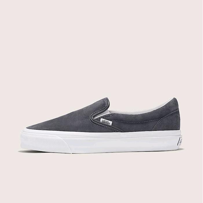VANS SLIP ON 98 LX PREMIUM SUEDE NINE IROM GREY BLACK ORIGINAL Shoes Flat Pria Wanita - 40